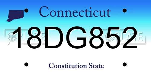 18DG852 Connecticut License Plate
