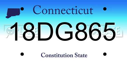 18DG865 Connecticut License Plate
