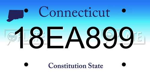 18EA899 Connecticut License Plate