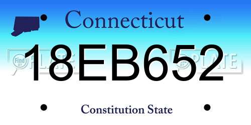 18EB652 Connecticut License Plate