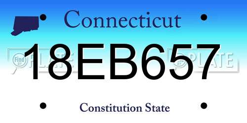 18EB657 Connecticut License Plate