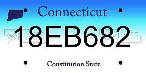 18EB682 Connecticut License Plate