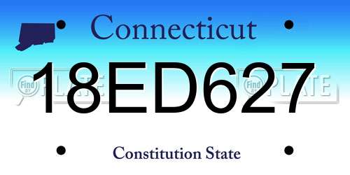 18ED627 Connecticut License Plate