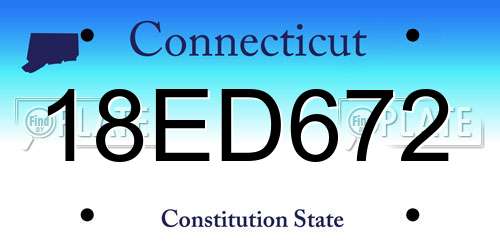 18ED672 Connecticut License Plate