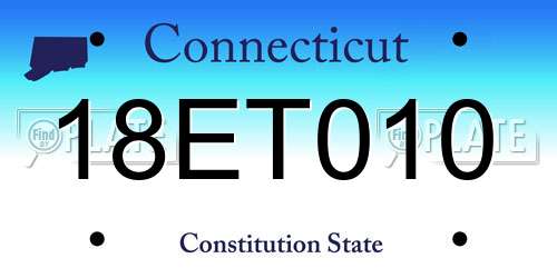 18ET010 Connecticut License Plate