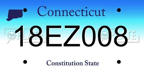 18EZ008 Connecticut License Plate