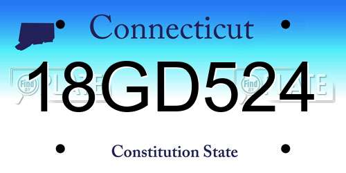 18GD524 Connecticut License Plate