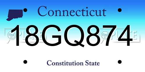 18GQ874 Connecticut License Plate