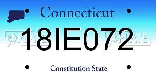 18IE072 Connecticut License Plate