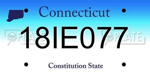 18IE077 Connecticut License Plate