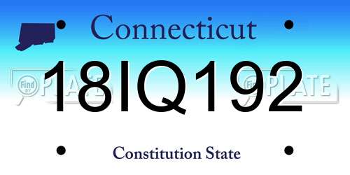 18IQ192 Connecticut License Plate