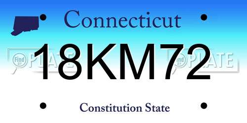 18KM72 Connecticut License Plate