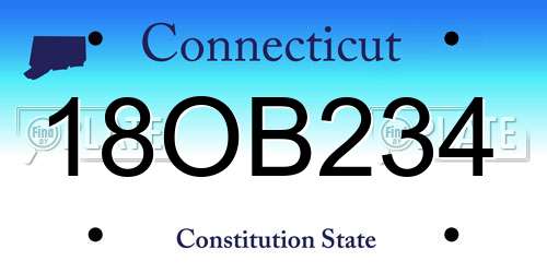 18OB234 Connecticut License Plate