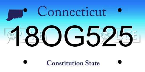 18OG525 Connecticut License Plate