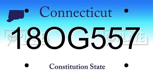 18OG557 Connecticut License Plate