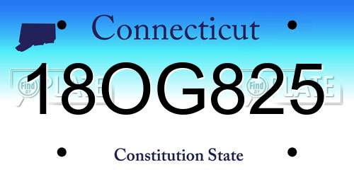 18OG825 Connecticut License Plate