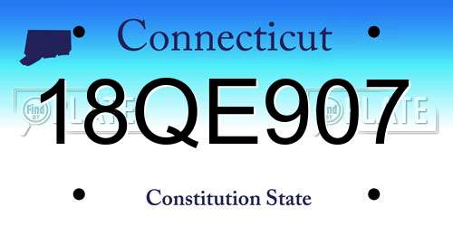 18QE907 Connecticut License Plate
