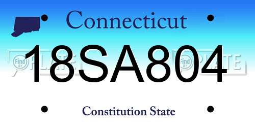 18SA804 Connecticut License Plate