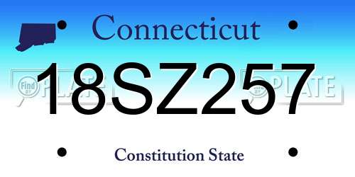 18SZ257 Connecticut License Plate