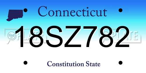 18SZ782 Connecticut License Plate