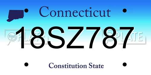 18SZ787 Connecticut License Plate