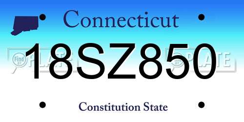 18SZ850 Connecticut License Plate