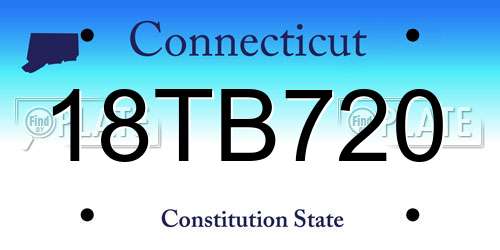 18TB720 Connecticut License Plate