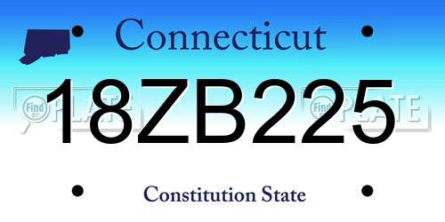 18ZB225 Connecticut License Plate