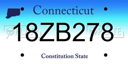 18ZB278 Connecticut License Plate