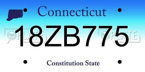 18ZB775 Connecticut License Plate