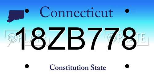 18ZB778 Connecticut License Plate