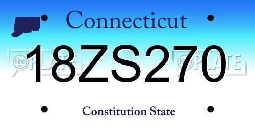 18ZS270 Connecticut License Plate