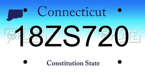 18ZS720 Connecticut License Plate