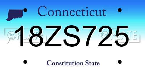 18ZS725 Connecticut License Plate