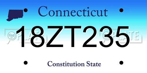 18ZT235 Connecticut License Plate