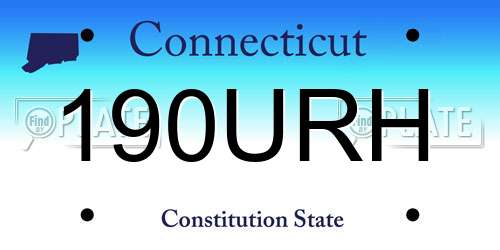 190URH Connecticut License Plate