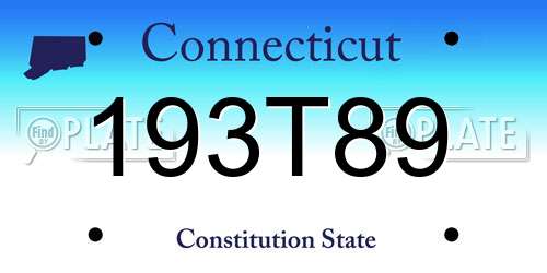 193T89 Connecticut License Plate