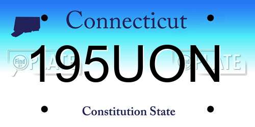 195UON Connecticut License Plate
