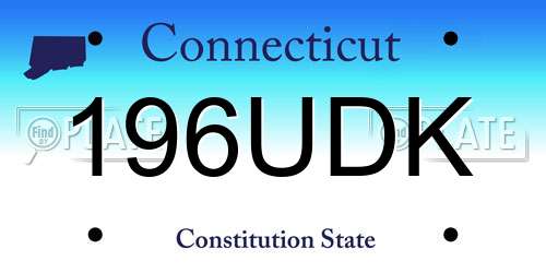 196UDK Connecticut License Plate