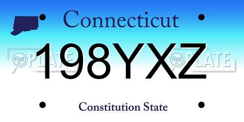 198YXZ Connecticut License Plate