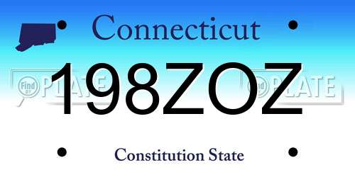 198ZOZ Connecticut License Plate