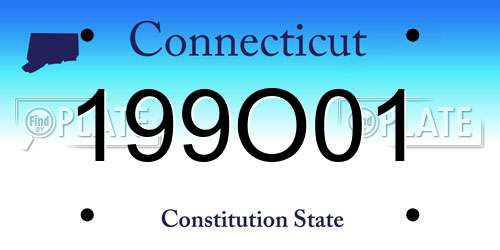 199O01 Connecticut License Plate