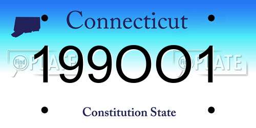 199OO1 Connecticut License Plate
