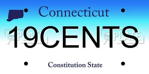 19CENTS Connecticut License Plate