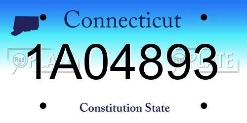 1A04893 Connecticut License Plate
