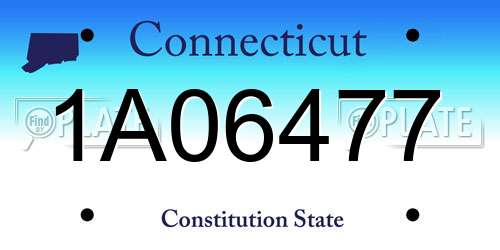 1A06477 Connecticut License Plate