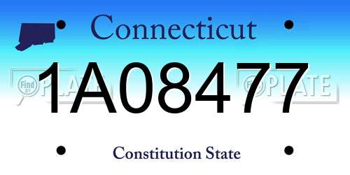 1A08477 Connecticut License Plate