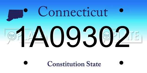 1A09302 Connecticut License Plate
