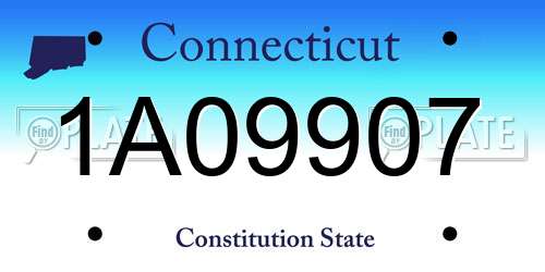 1A09907 Connecticut License Plate