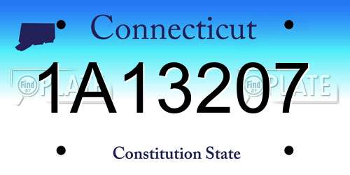 1A13207 Connecticut License Plate
